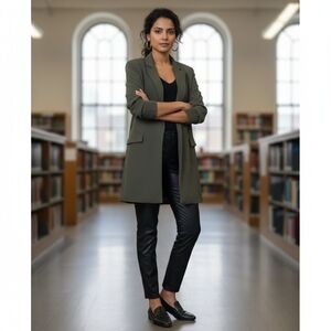 Joseph Ribkoff Olive Green Straight Open Blazer Size 8